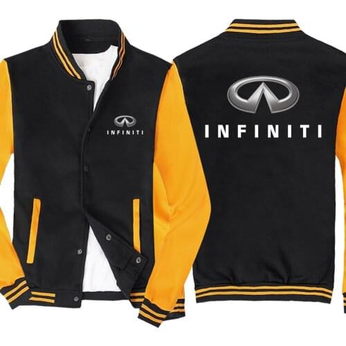New Spring and Autumn Mens Baseball Jacket Infiniti Car Logo No Cap Fashion Cardigan Long Sleeves Sportsweater Hoodies