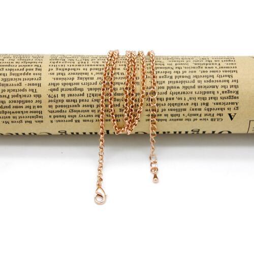 Fashion Rose Gold Color Chain Necklace for Women Men Alloy Link Chain 60 cm Wholesale Chain fit Coin /Snap Pendant LSCRG006