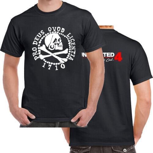 Uncharted 4 Pirate Coin Pro Deus Qvod Licentia Black T-shirt
