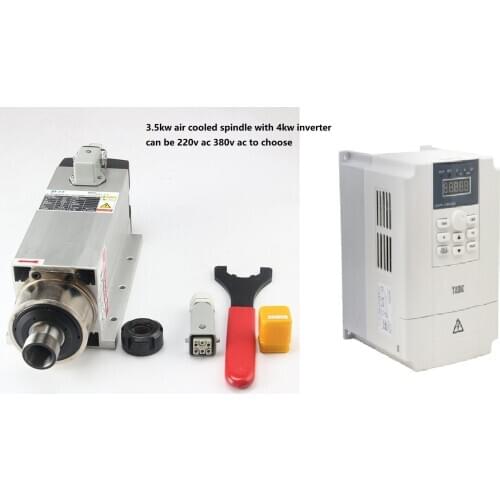 Engraving machine spindle motor 3.5kw ER25 square air-cooled electric spindle imported 4 bearings