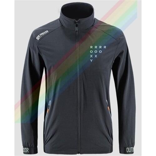 Ro-xy Personality Typesetting Text Logo Breathable Jacket Outdoor Zippered Comfortable Light Soft Fashion Casual Front Printing