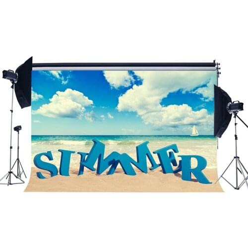 Sand Beach Backdrop Seaside Sailboat Blue Sky White Cloud Summer Journey Ocean Sailing Romantic Photography Background