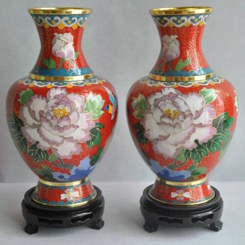 Chinese characteristics metal Cloisonne Flower bottler enamel business office ornaments Pure Handmade Copper Hotel home bar d