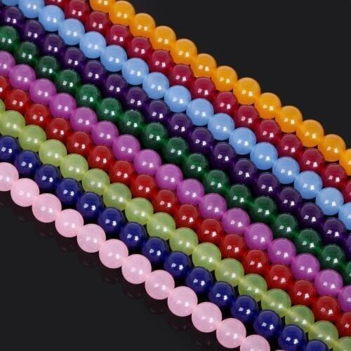 4 6 8 10 12mm Round Natural DYED White Stone Beads loose For Jewelry Making DIY Crystal Bracelet Necklace Strand 15'' (38cm)