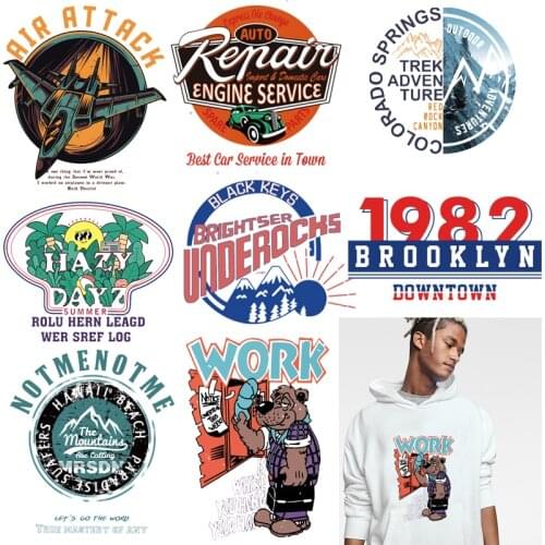Cool Letters Patch Iron on Transfer for T-shirt Vinyl Heat Transfer Logo Patch Badge Clothes Stickers Fabric Thermo Applique DIY