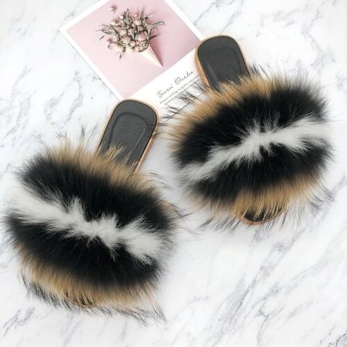 Summer Slippers Jelly Sandals Women 2021 Indoor Flat Fur Slides Womens Jelly Fashion Sandals Luxury Real Fur Slides Female Shoes