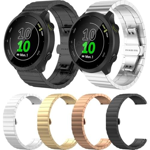 Butterfly Buckle Metal Stainless Steel Strap For Garmin Forerunner 55 Wristband Forerunner 245 645 Music Band Bracelet Watchband