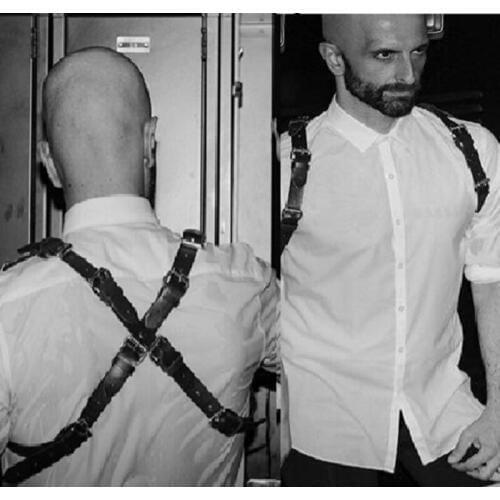 Male Gogo Dancer Chest Belt Accessories Costume Jazz Dance DS Dance Cross Strap Punk Style Strap Chest Belt Leather DJ Wear 1143