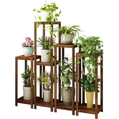 Airs Multi-storey Indoor Solid Wood Balcony More Meat A Living Room Chinese Style Single Green Luo Flowerpot Frame Household