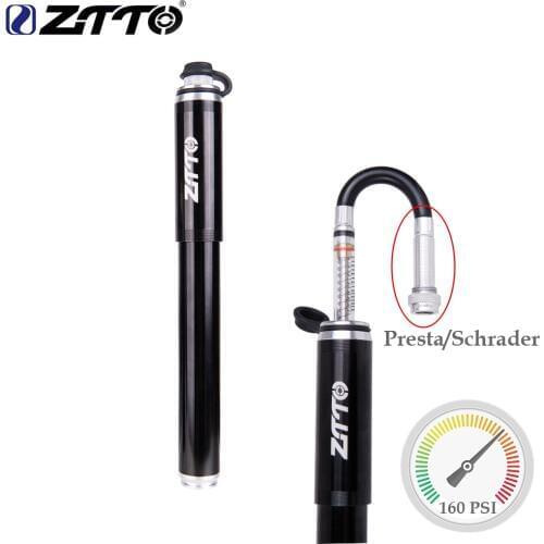 ZTTO 160PSI High Pressure Mini Portable Handle Bicycle Pump Schrader Presta Valv Bike Tire Ball Inflator Air Pump With Gauge