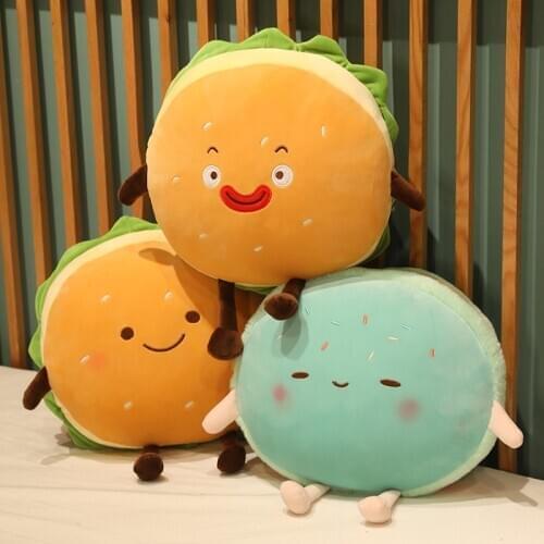 New Creative Hamburger Plush Toy Soft Stuffed Padded Plush Cushion Funny Food Pillow Cute Burger Bread Toy Kids Birthday Gift