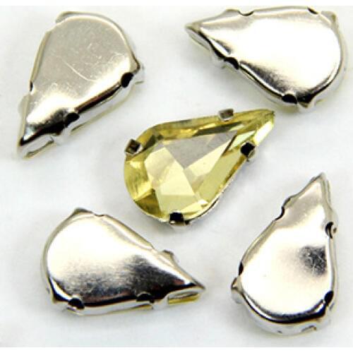 New ! Light yellow fine Water drop Crystal Glass Sew-on Rhinestones with Claw DIY wedding Dresses and Clothes 5*8 6*10 8*13