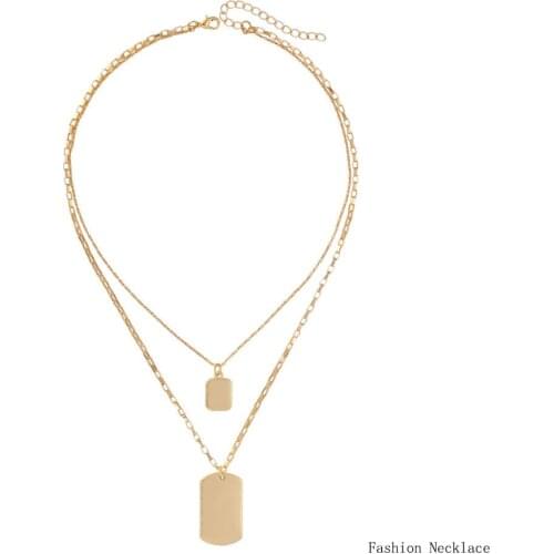 New Fashion Women Necklace Metal Double Pieces Pendant Clavicle Chain Hollowed-out Necklace Jewelry Accessories For Women