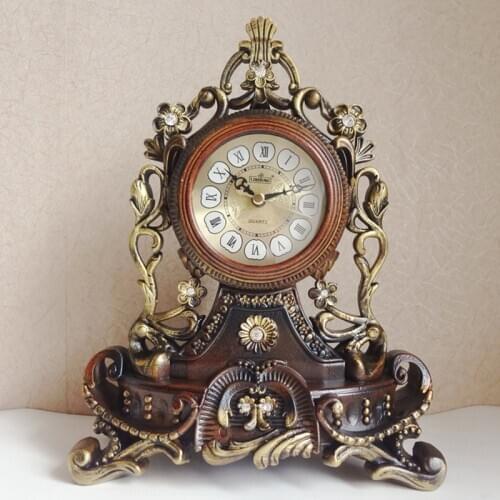 NEW HOME DECORATION TABLE CLOCK EUROPEAN RESIN DESK CLOCK STAND OLD DESKTOP CLOCK TABLE WATCH ROYALTY LIVING ROOM