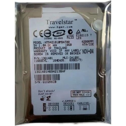 New HDD For Hitachi 10GB 2.5" IDE 2MB 4200RPM 9.5MM For Internal Hard Disk For Notebook HDD For HTS421010M9AT00