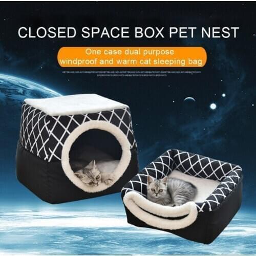Autumn Winter Pet Warm Flannel Space Capsule Dog Cat House Cat Litter Villa Enclosed House Closed Space Box Pet Nest