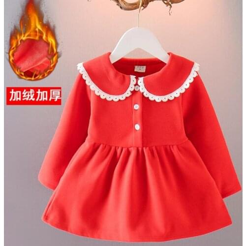 Warm Winter Baby Girls Dresses Christmas And New Year Clothes Cute Doll Collar Thickened Cashmere Dress For 2 3 4 5 6 Yeas Old