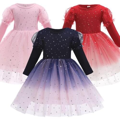 Star Girl Princess Dress New Year Costume Kid Long sleeve Dress For Birthday Wedding Ball Party Christmas Autumn Winter Clothes