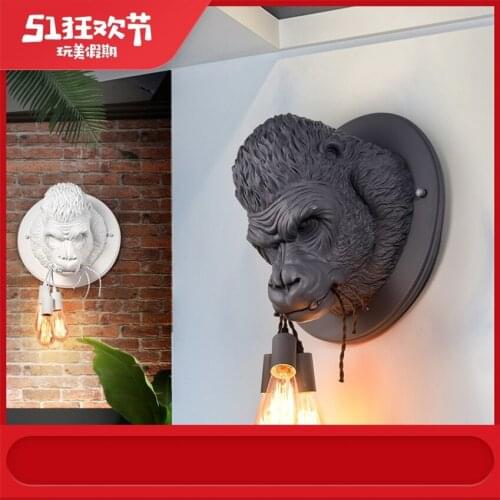 Industrial Resin Orangutan Monkey Wall Lamps Nordic Art De Sconce Wall Lights Living Room Hotel Corridor Aisle Animal Luminaires
