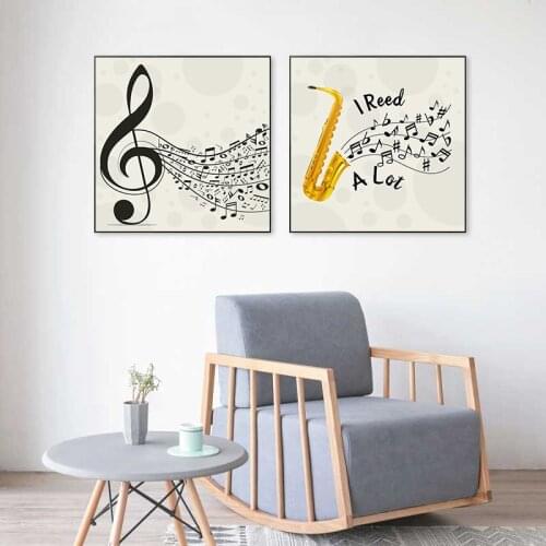 Simple Nordic music symbol saxophone retro porch living room murals poster printed canvas wall decorative painting