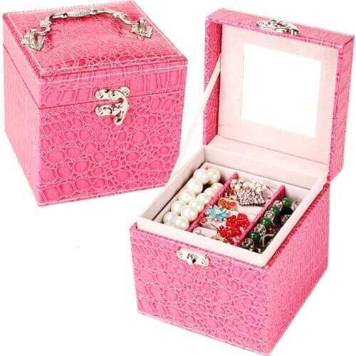 BY8911 PU Leather Jewelry Box Necklaces Joyeros Organizador De Joya Storage Ring Display Case Portable Jewellery Organizer Lady