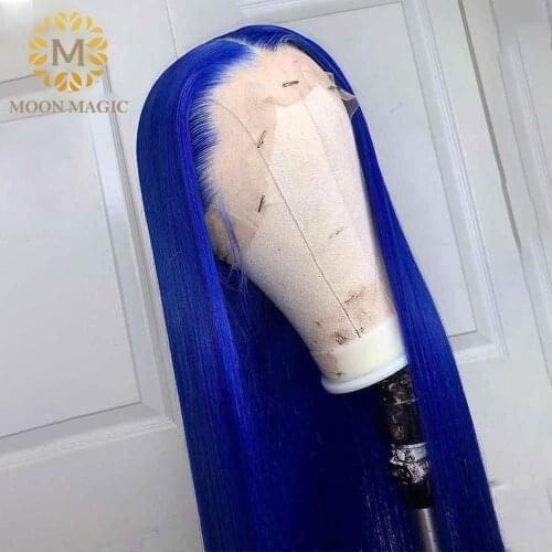 Blue Wig Hd Lace Frontal Wig Transparent Lace Wigs Straight Lace Front Wig Colored Human Hair Wigs Pre Plucked Bleached Knots