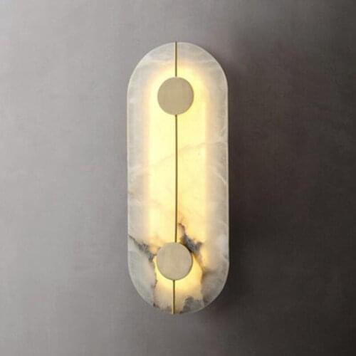 Nordic marble wall lamp bedroom bedside wall lamp simple post-modern creative designer living room long copper wall lamp