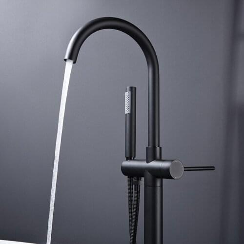 Bathroom Bathtub Faucet Standing Tap Full Solid Brass Mixer Shower Matte Black Chrome Single Handle