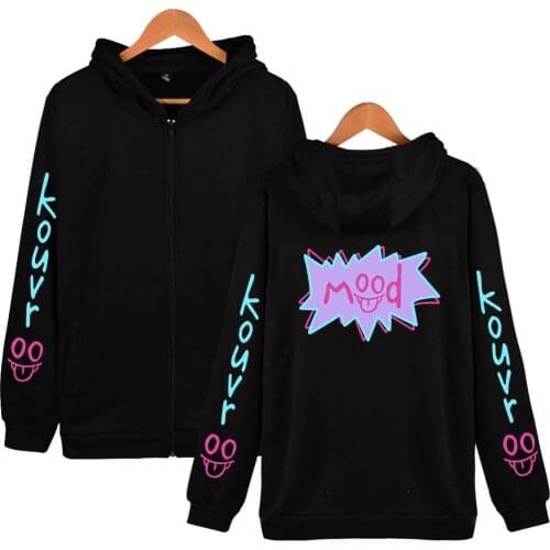 Kouvr Annon 2D Printed Net Red Zipper Hoodies Sweatshirt Fashion Streetwear Winter Women/men Casual