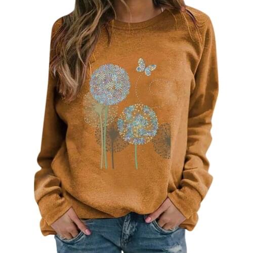 Hoodie Women Printing Sweatershirt Round Neck Pullover Long-sleeved Women Sweatshirt Sudaderas Con Capucha Vetement Femme 2021