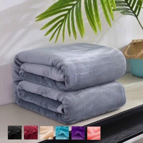 Topfinel Blanket Winter Solid Color Super Warm Soft Coral Fleece Blanket Throw on Sofa Bed Travel Plaids Bedspreads Sheets