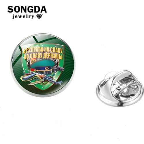 SONGDA Vintage CCCP USSR Soviet Lapel Pin Russian Army Special Forces Pattern Glass Round Icon Shirt Collar Pin Badge Collection