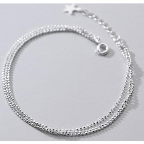 925 Sterling Silver Small Round Bead Star Charm Bracelet &Bangle For Women Wedding Jewelry Party SL337