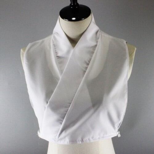 Womens Vintage Chinese Style Hanfu Costume Half Shirt Crop Top Cross Wrap Deep V-Neck White Fake Collar Decorative Detachable Di