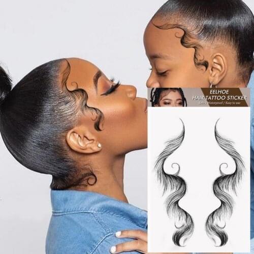 12Pcs/Set Hair Tattoo Stickers Waterproof Hair Styling Ultra Thin Curling Hair Edge Baby Hair Stickers for Beauty Curling Hair