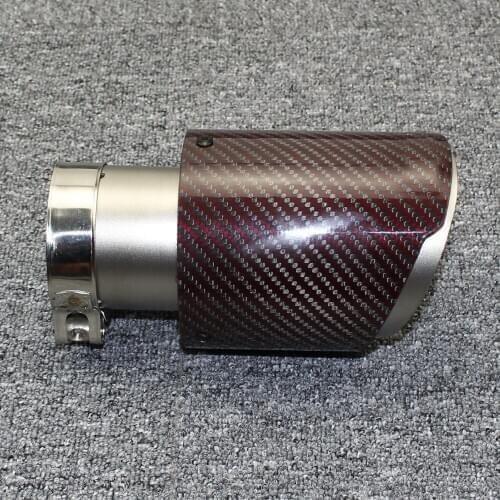 1 car Accessories 304 stainless steel exhaust pipe AK carbon fiber tail throat straight edge red gloss muffler tail pipe