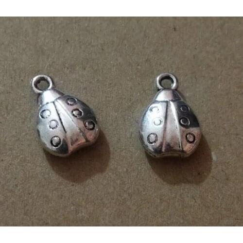 10pcs Vintage 3D ladybug insect Charms Pendants For Jewelry Making DIY Handmade Craft 15x10mm