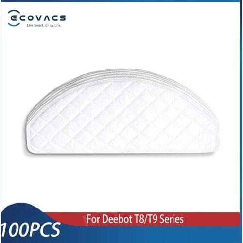 100 PCS Disposable Rags for Ecovacs Deebot Ozmo T8 T8 AIVI T9 T9 AIVI Vacuum Cleaner Mop Cloths Mopping Pads Spare Parts