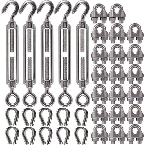 35pcs Wire Rope Tension Tighten Tool Hooks Basket Screws Wire Rope Tension Hook / Eye Turnbuckle Hook