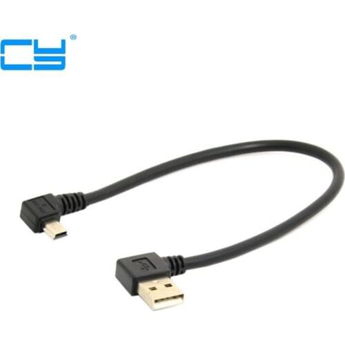 Mini USB 5Pin 90 Degree Left Angled Male to Left USB 2.0 Male Data Charge Cable 25cm