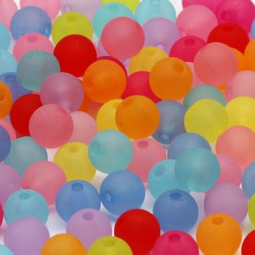 6 8 10 12mm Mixed Color Acrylic Clear Matte Round Ball Loose Spacer Beads For Jewelry Making Handmade Diy Bracelet Necklace