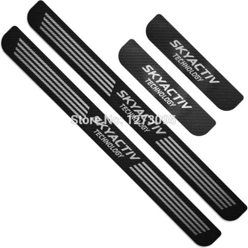 For Mazda 6 3 2014 2015 2016 2017 2018 Carbon Fiber Door Sill Kick Scuff Plate Pedal Protectors Trim Cover Car Styling Accessory