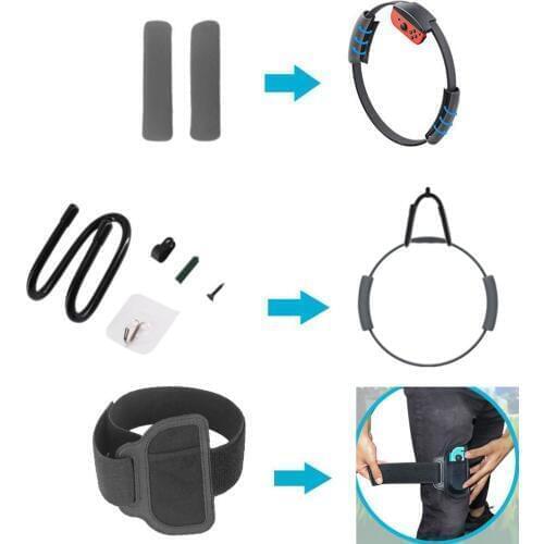Elastic 60cm Leg Fixing Strap Sport Band+ Wall Hook + Non-Slip Ring-Con Grips For Nintend Switch Joy-con Ring Fit Adventure Game