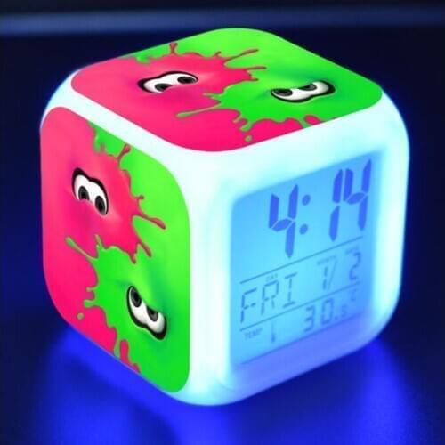 Splatoon Cartoon digital alarm clock electronic wake up light Alarm Clock Kids Toys Led reloj despertador table reveil wekker