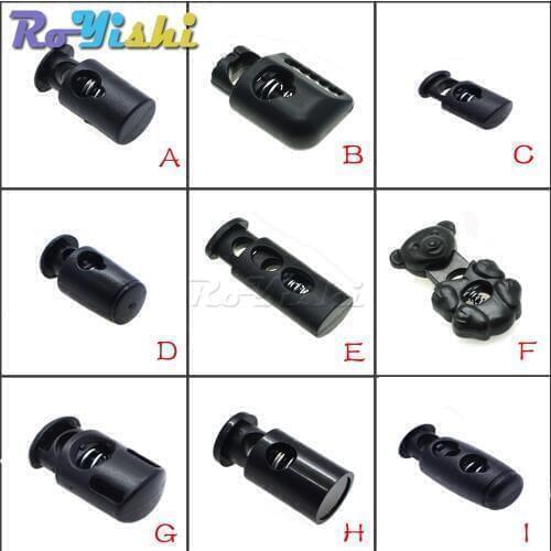 100pcs/pack Cord Lock Toggle Clip Stopper Plastic Black For Bags/Garments