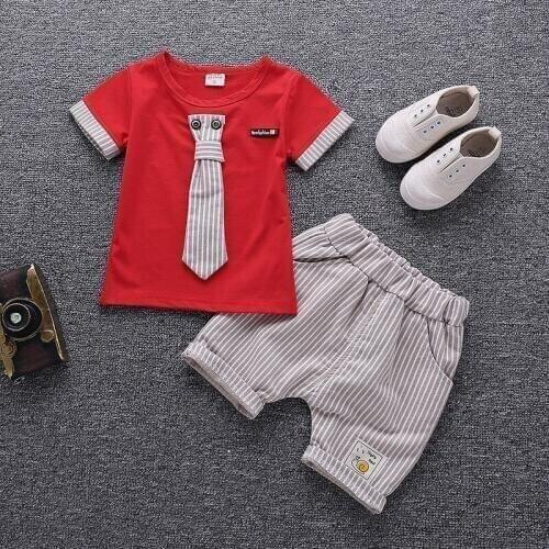 Boys clothing sets summer new 2019 childrens short-sleeved t shirt + striped shorts 2 pcs suits kids fashion cotton clothes