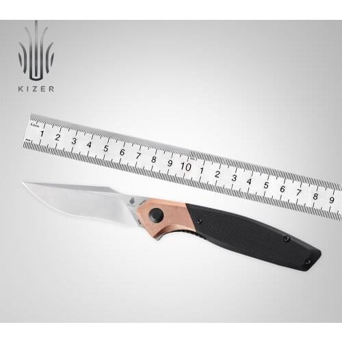 Kizer Pocket Knife V4572N1 / V4572N2 Grazioso 2021 New Black G10&Copper or Green Micarta&Brass Handle Folding Knife