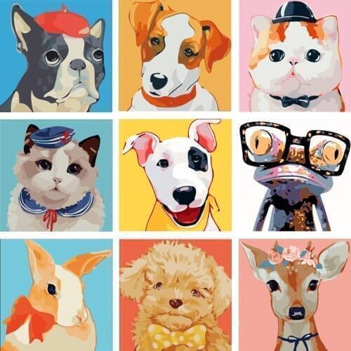 20x20cm Children Diy Graffiti Animals Painting By Numbers For Kids DIY Pictures By Number Frame Best Gift For Children Art Decor