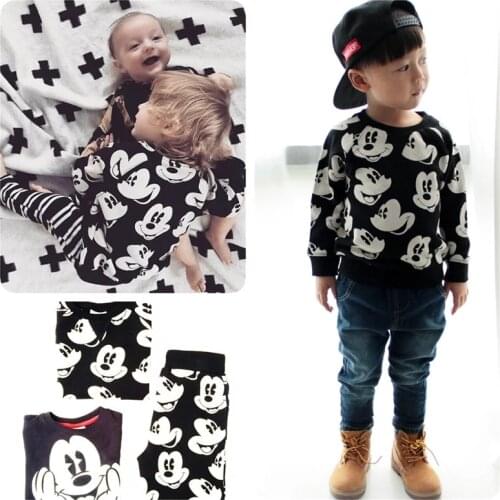 Fashion Baby Boy Girl Sport Suit Kids Mickey Mouse Children Sweatshirt + Pants 2 Pcs Clothing Sets Toddler Cotton Outfit Jerseys