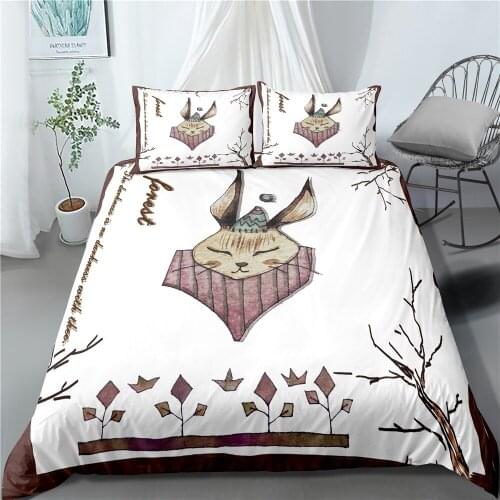 White Rabbits Bedding Set Cotton Microfiber Polyester Bedlinens Twin Full Queen King Size Duvet Cover Set Pillow Cases 3 Pieces